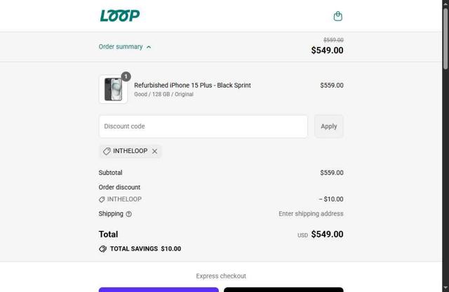 Loop Mobile USA checkout page showing Loop Mobile USA promo code box | Screenshot taken by SimplyCodes community member on Sep 2, 2025