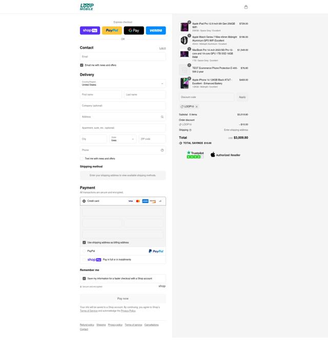 Loop Mobile USA checkout page showing Loop Mobile USA promo code box | Screenshot taken by SimplyCodes community member on Aug 8, 2025