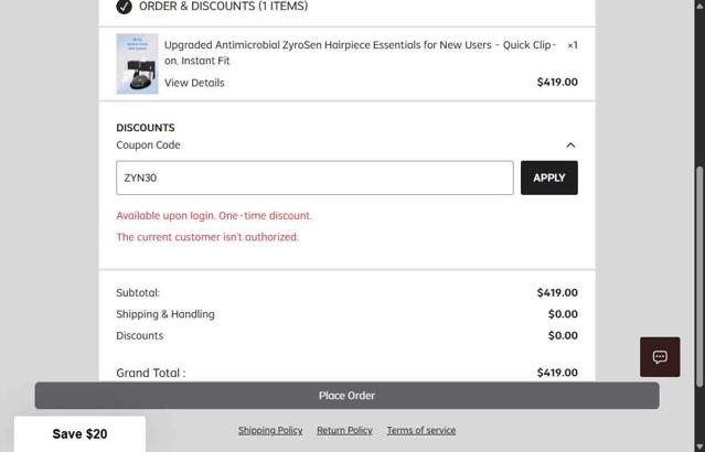 Lordhair checkout page showing Lordhair coupon code box | Screenshot taken by SimplyCodes community member on Aug 29, 2025