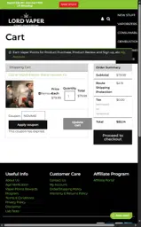 Lord Vaper Pens coupon verification screenshot