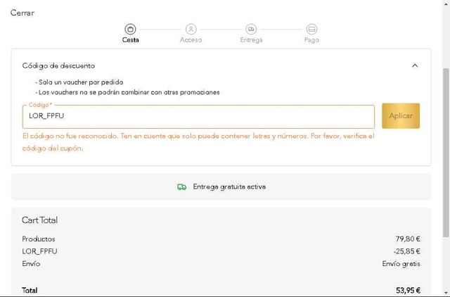 L'OR Espresso checkout page showing L'OR Espresso promo code box | Screenshot taken by SimplyCodes community member on May 2, 2025