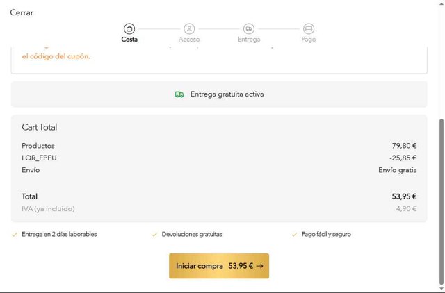 L'OR Espresso checkout page showing L'OR Espresso promo code box | Screenshot taken by SimplyCodes community member on May 2, 2025