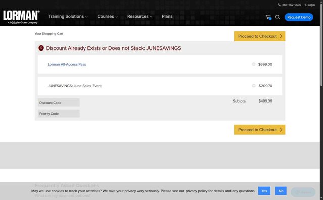 Lorman checkout page showing Lorman discount code box | Screenshot taken by SimplyCodes community member on Aug 27, 2025