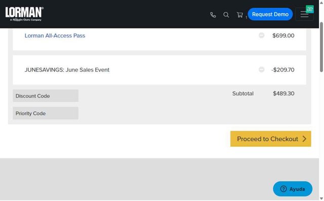Lorman checkout page showing Lorman discount code box | Screenshot taken by SimplyCodes community member on Jul 29, 2025