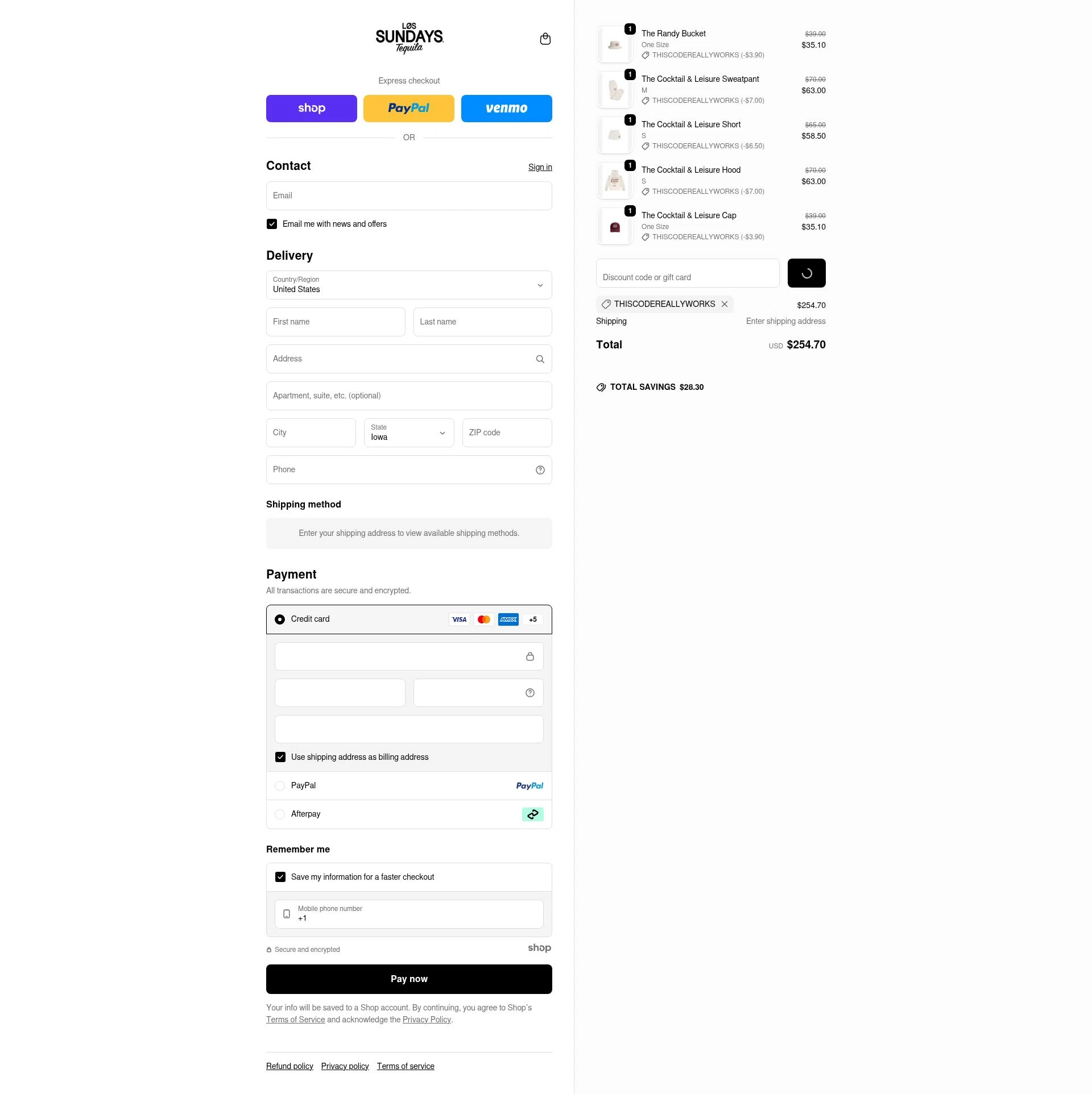 Los Sundays checkout page showing Los Sundays discount code box | Screenshot taken by SimplyCodes community member on Jan 7, 2026