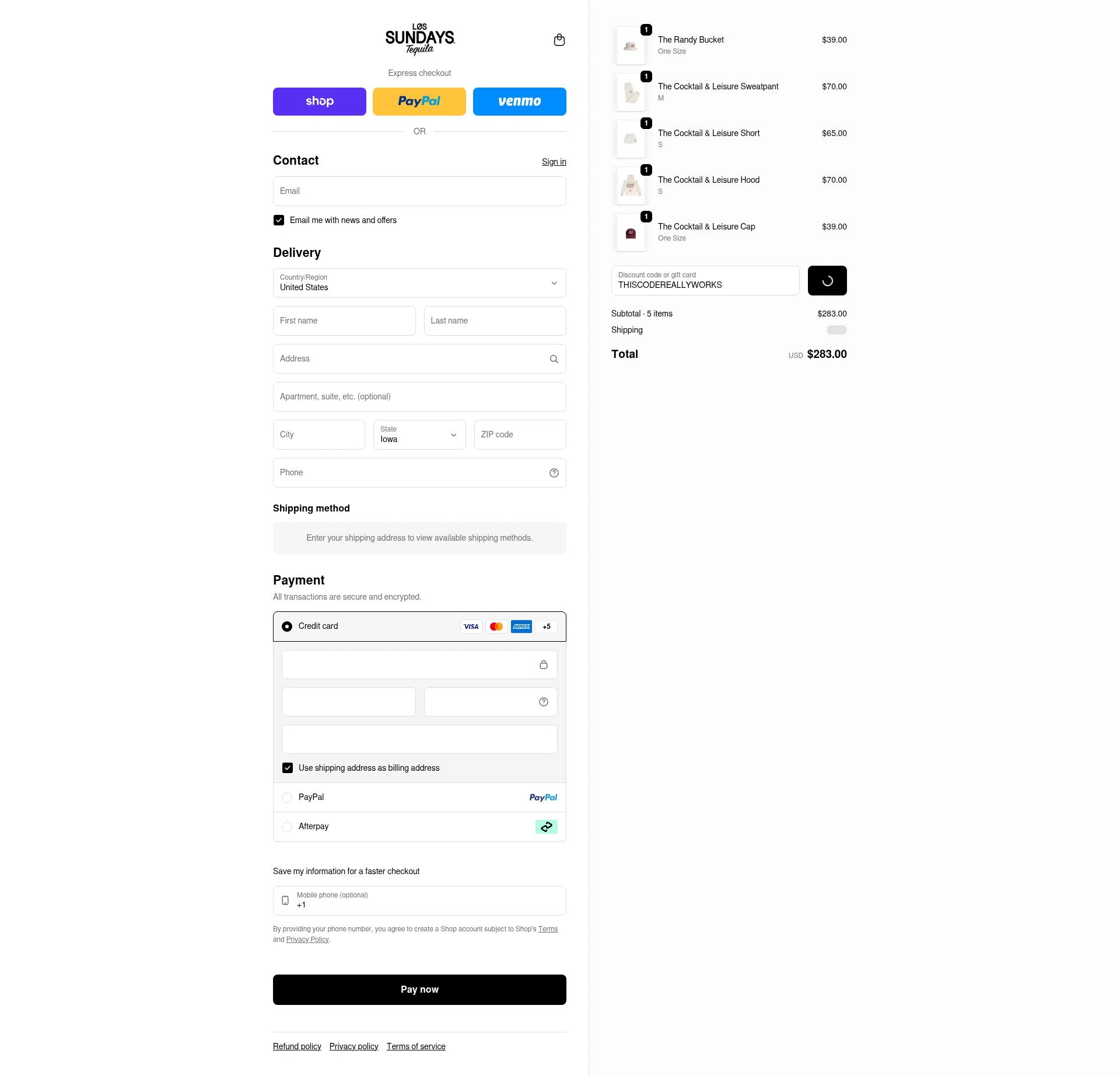 Los Sundays checkout page showing Los Sundays discount code box | Screenshot taken by SimplyCodes community member on Feb 4, 2026