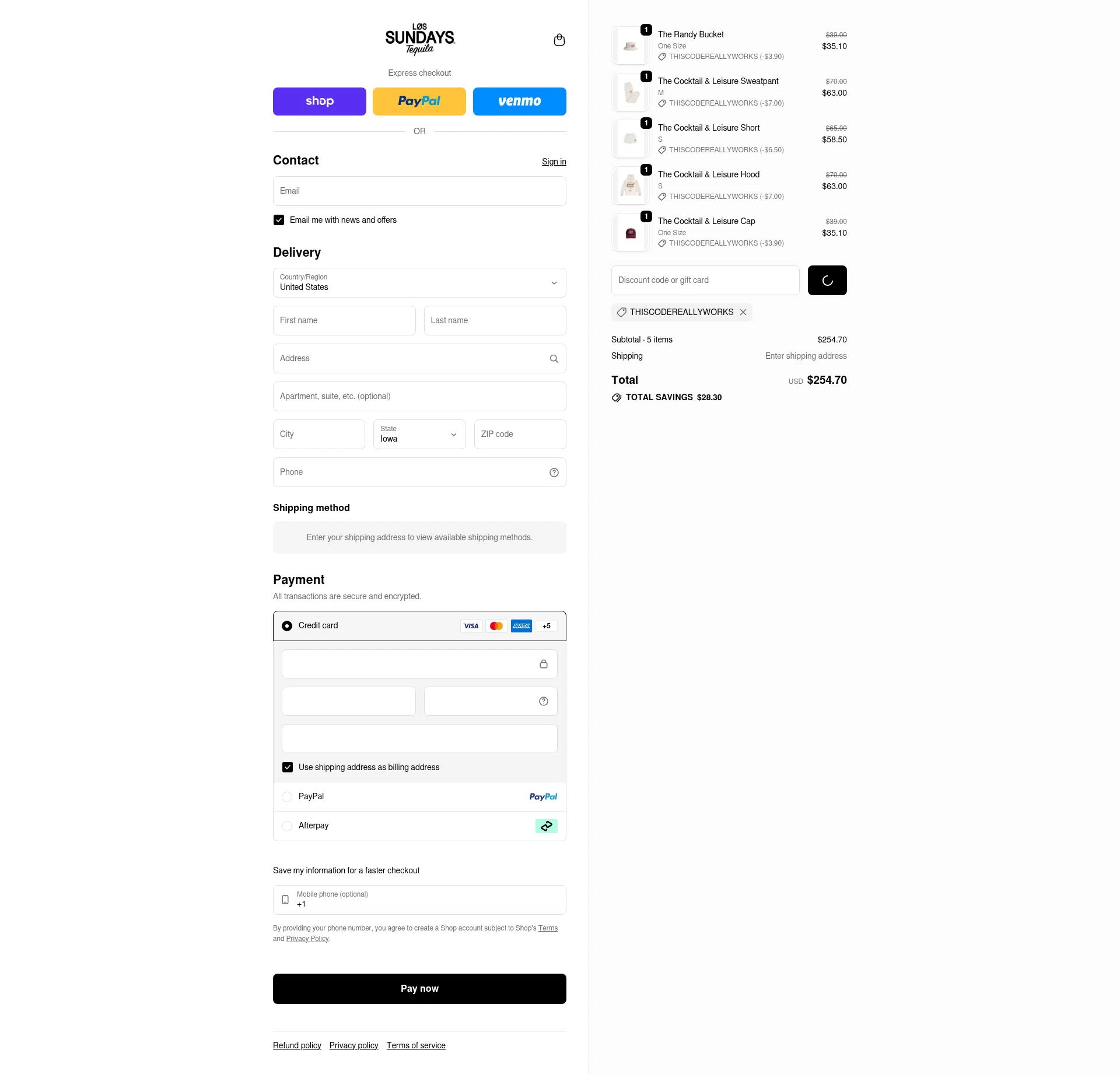 Los Sundays checkout page showing Los Sundays discount code box | Screenshot taken by SimplyCodes community member on Jan 31, 2026