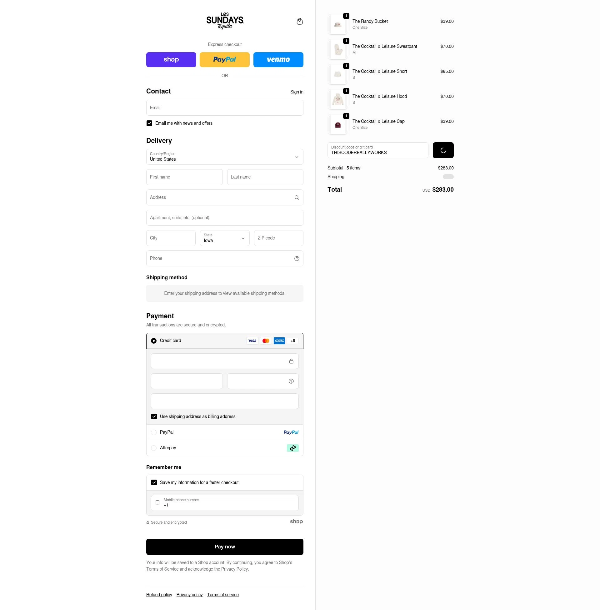 Los Sundays checkout page showing Los Sundays discount code box | Screenshot taken by SimplyCodes community member on Jan 22, 2026