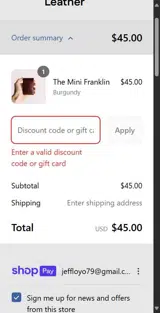 Lost Dutchman Leather coupon verification screenshot
