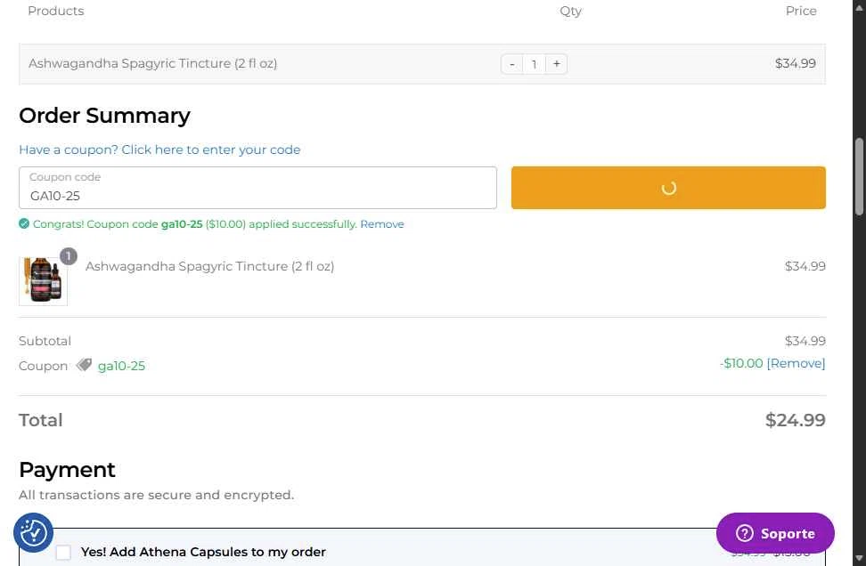 Lost Empire Herbs checkout page showing Lost Empire Herbs coupon code box | Screenshot taken by SimplyCodes community member on Jan 10, 2026