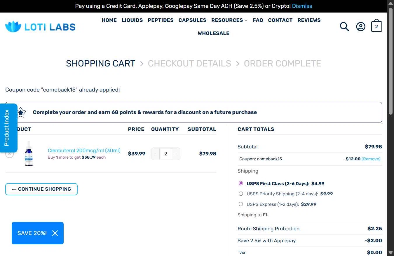 Loti Labs checkout page showing Loti Labs discount code box | Screenshot taken by SimplyCodes community member on Jan 24, 2026