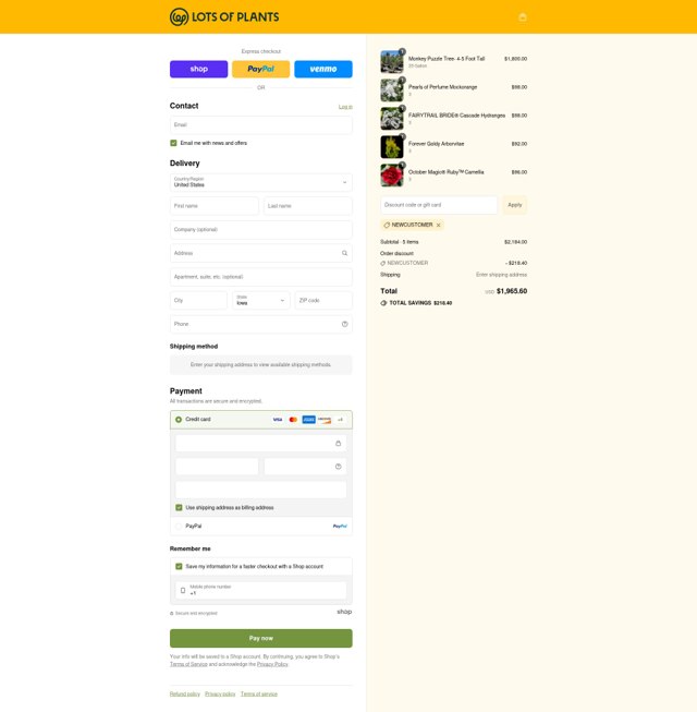Lots of Plants checkout page showing Lots of Plants coupon code box | Screenshot taken by SimplyCodes community member on Sep 2, 2025