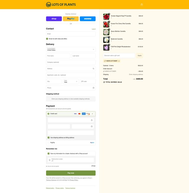 Lots of Plants checkout page showing Lots of Plants coupon code box | Screenshot taken by SimplyCodes community member on Aug 28, 2025