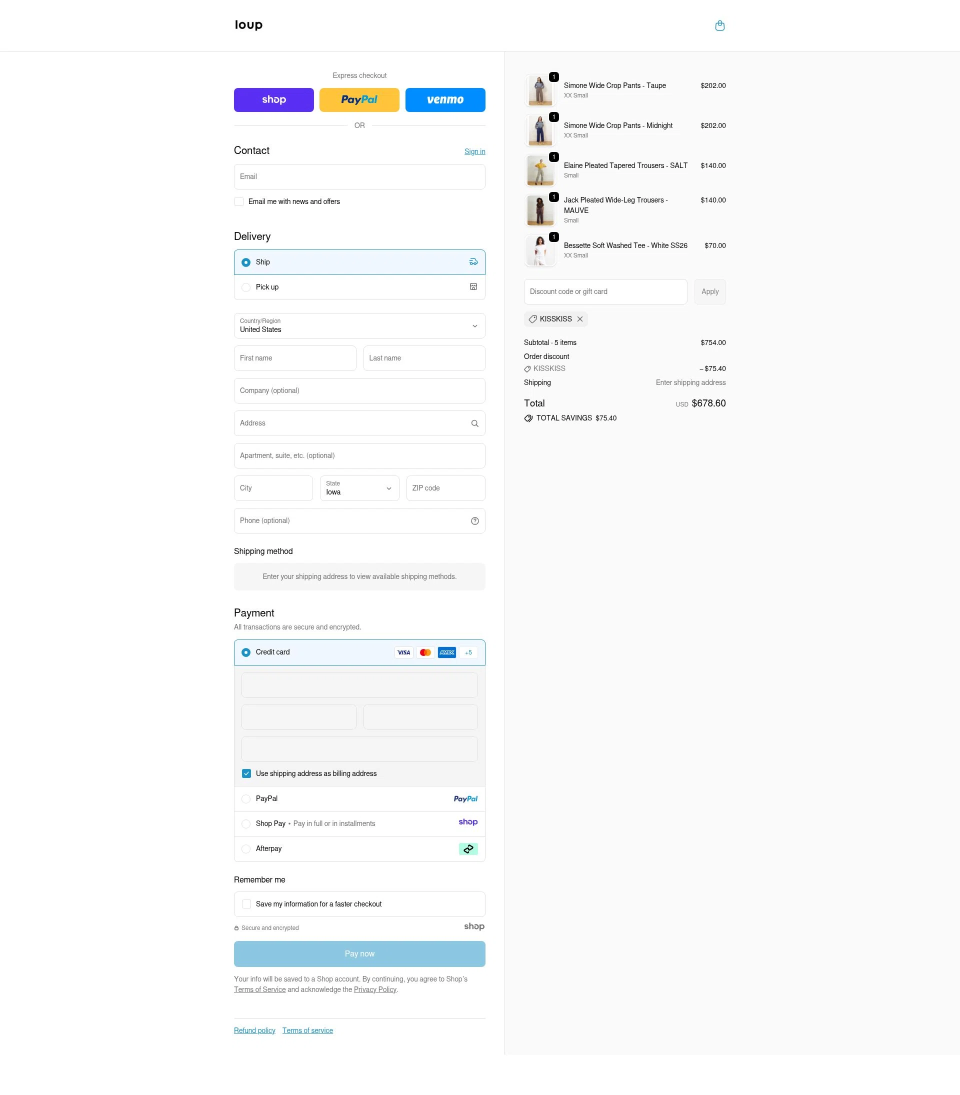 Loup checkout page showing Loup promo code box | Screenshot taken by SimplyCodes community member on Dec 11, 2025