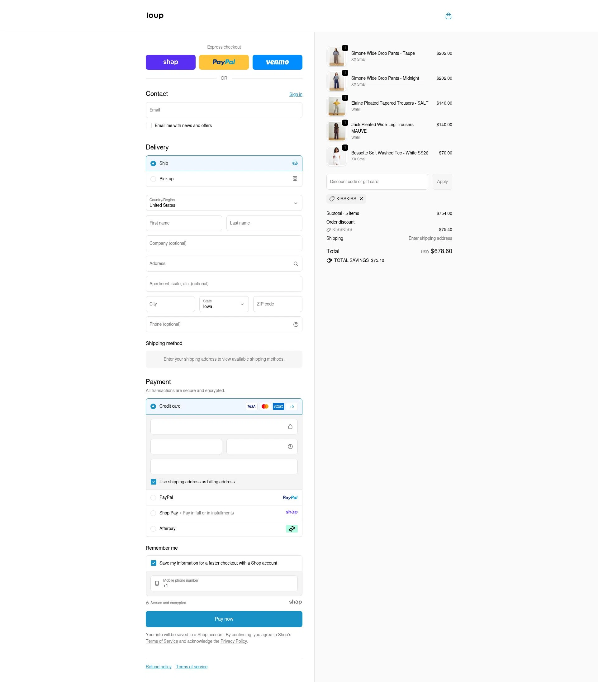 Loup checkout page showing Loup promo code box | Screenshot taken by SimplyCodes community member on Dec 6, 2025