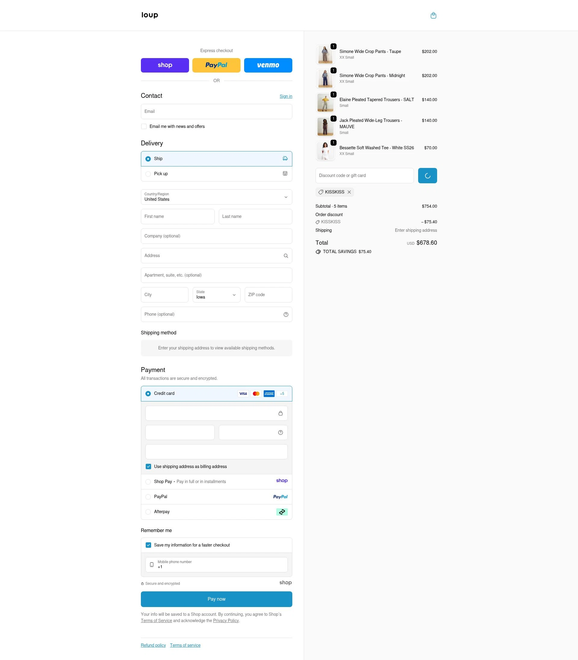 Loup checkout page showing Loup promo code box | Screenshot taken by SimplyCodes community member on Dec 29, 2025