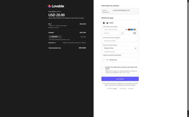Lovable checkout page showing Lovable promo code box | Screenshot taken by SimplyCodes community member on Aug 30, 2025