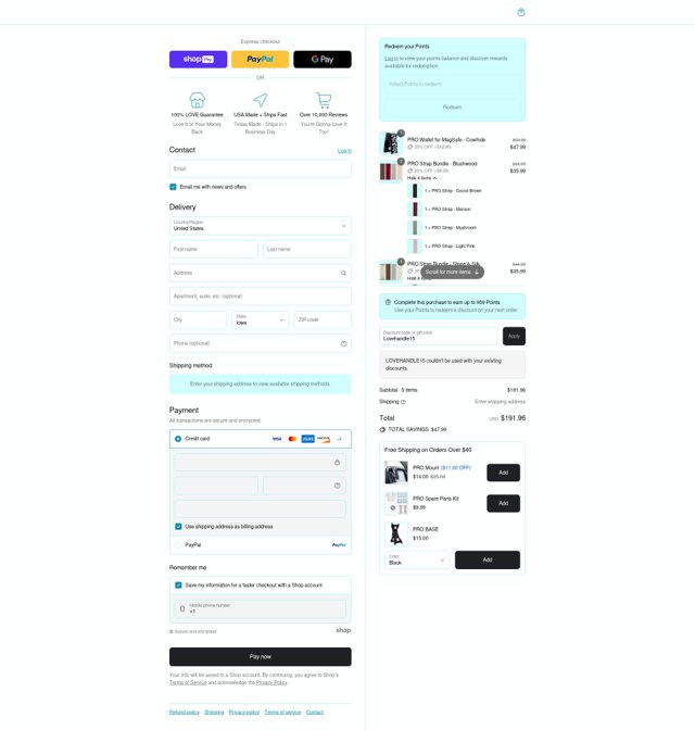 LoveHandle checkout page showing LoveHandle discount code box | Screenshot taken by SimplyCodes community member on Aug 24, 2025