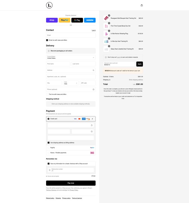 Lovers checkout page showing Lovers discount code box | Screenshot taken by SimplyCodes community member on Aug 31, 2025