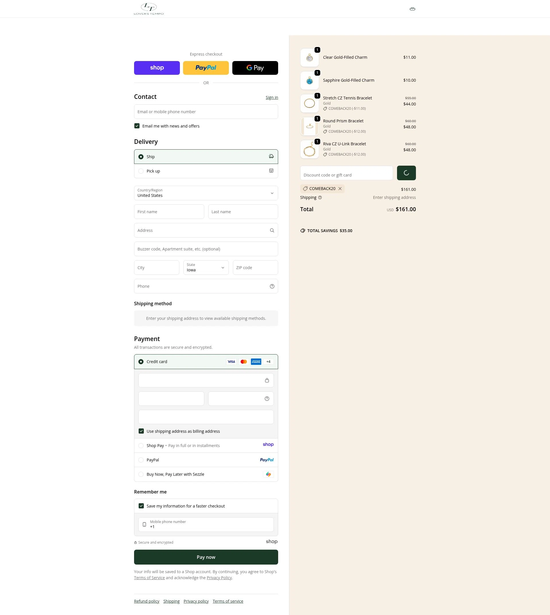 Lover's Tempo checkout page showing Lover's Tempo discount code box | Screenshot taken by SimplyCodes community member on Dec 31, 2025
