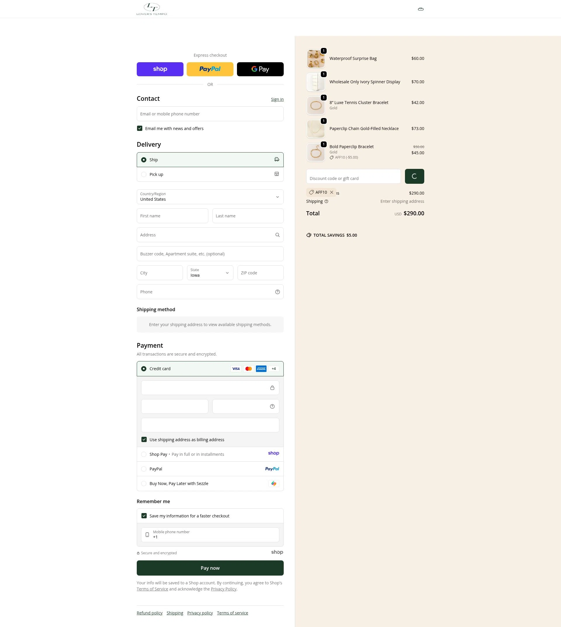 Lover's Tempo checkout page showing Lover's Tempo discount code box | Screenshot taken by SimplyCodes community member on Dec 20, 2025