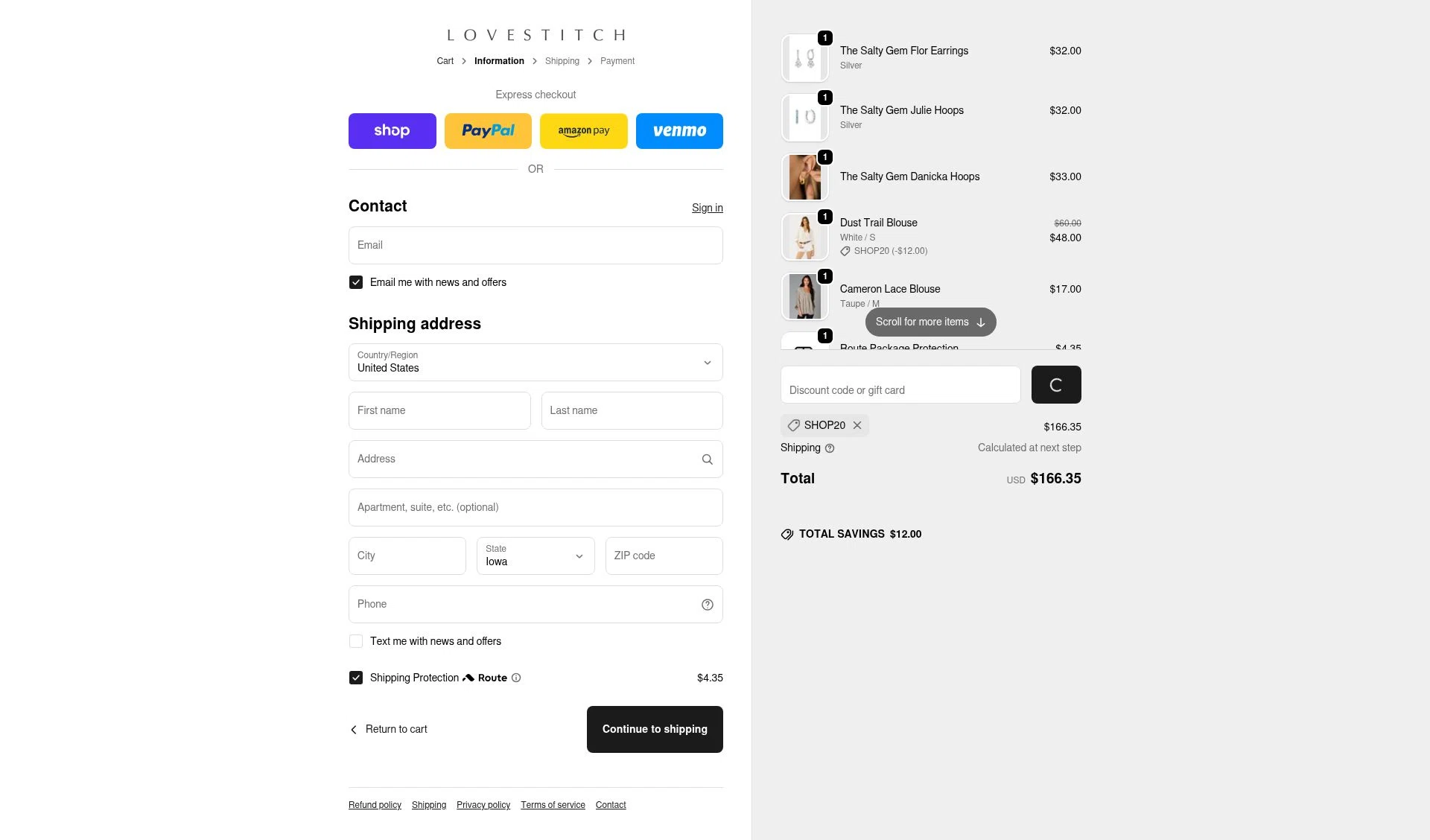 Lovestitch checkout page showing Lovestitch coupon code box | Screenshot taken by SimplyCodes community member on Jan 2, 2026