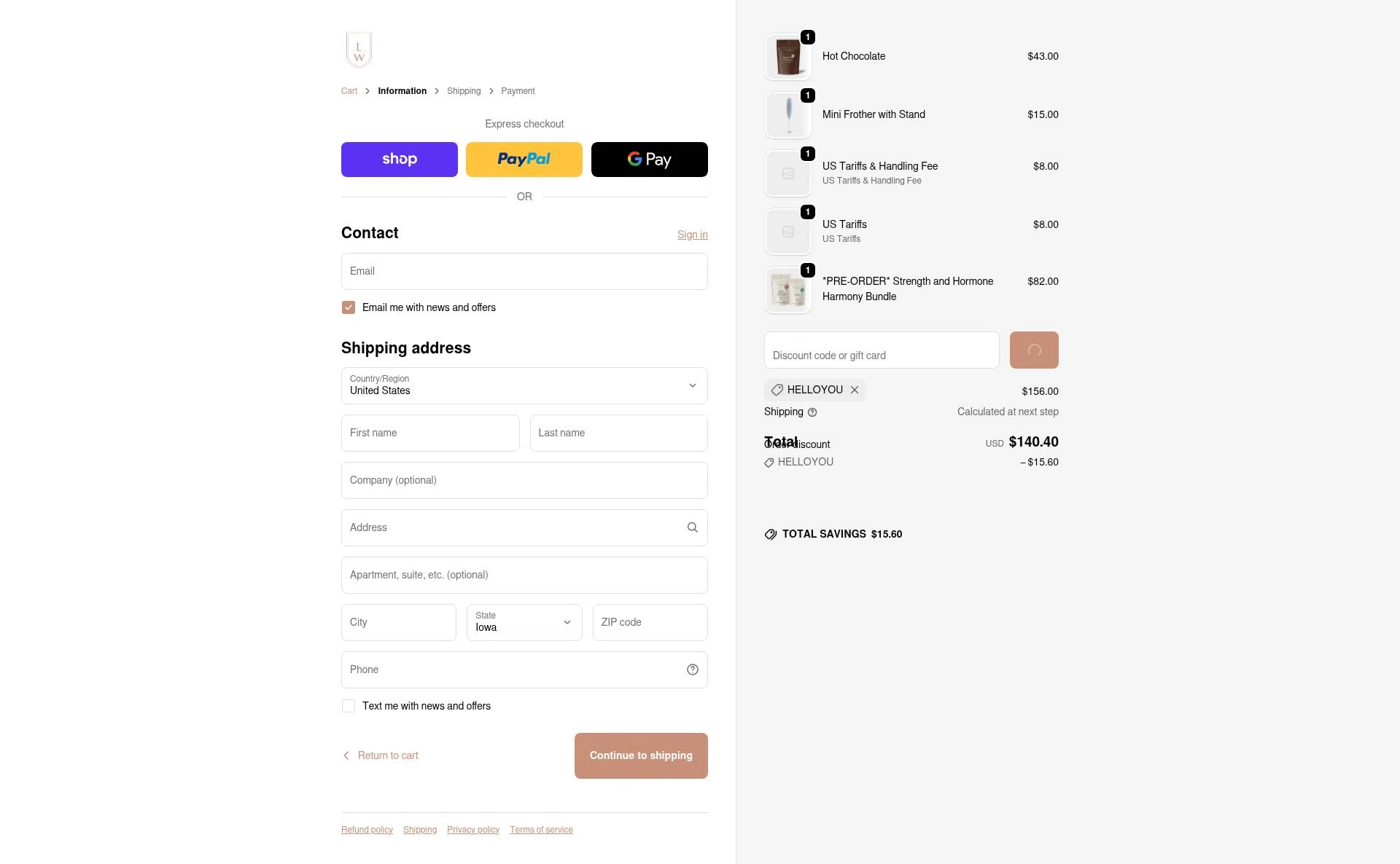 Lovewell checkout page showing Lovewell discount code box | Screenshot taken by SimplyCodes community member on Feb 9, 2026