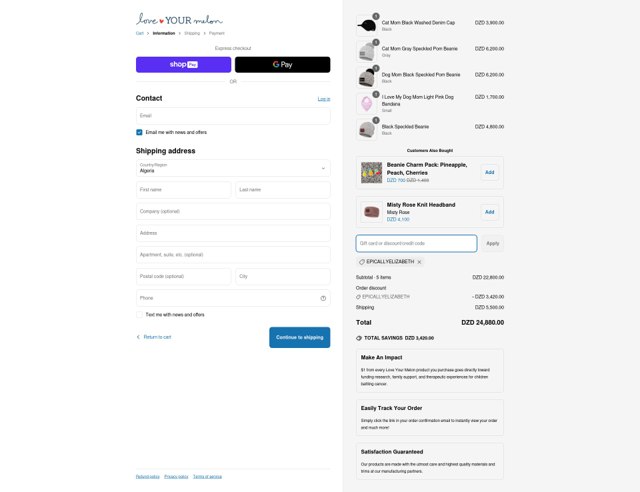 Love Your Melon checkout page showing Love Your Melon discount code box | Screenshot taken by SimplyCodes community member on Mar 31, 2025