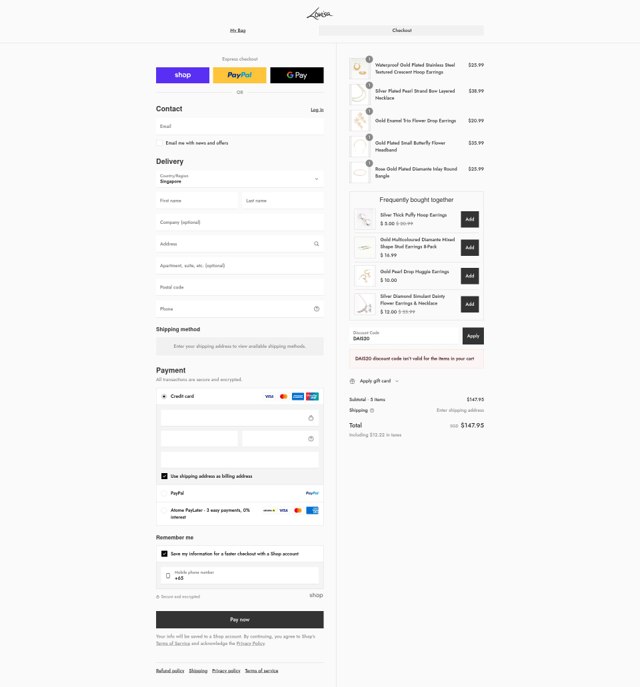 Lovisa checkout page showing Lovisa discount code box | Screenshot taken by SimplyCodes community member on Aug 30, 2025