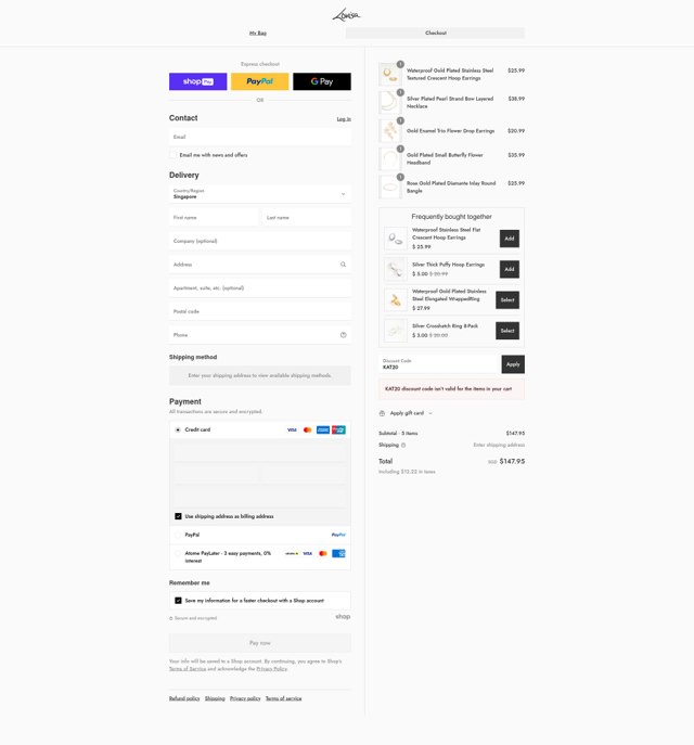 Lovisa checkout page showing Lovisa discount code box | Screenshot taken by SimplyCodes community member on Aug 26, 2025
