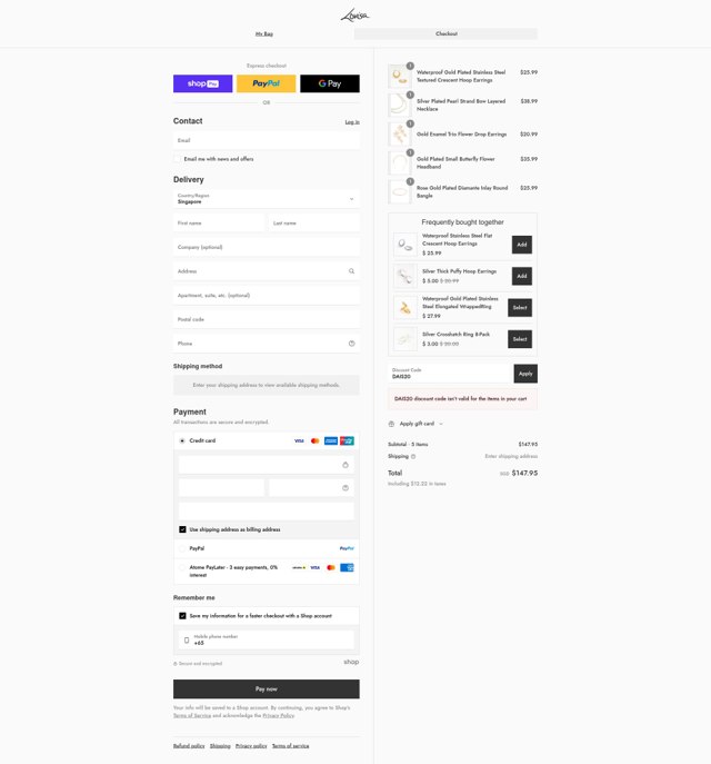 Lovisa checkout page showing Lovisa discount code box | Screenshot taken by SimplyCodes community member on Aug 26, 2025