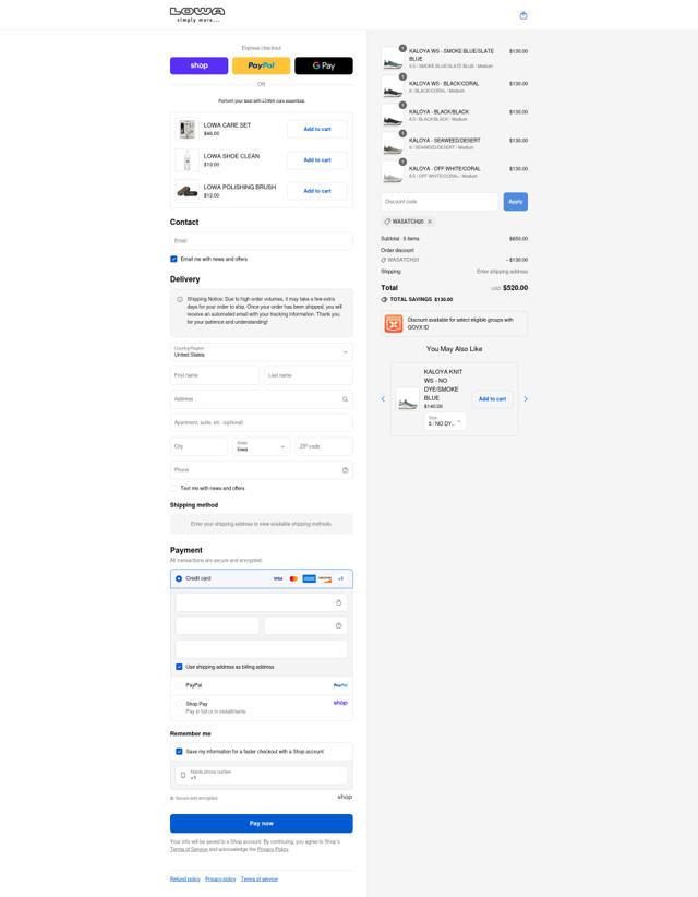 Lowa Boots checkout page showing Lowa Boots coupon code box | Screenshot taken by SimplyCodes community member on Sep 7, 2025