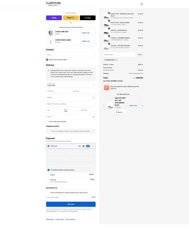 Lowa Boots checkout page showing Lowa Boots coupon code box | Screenshot taken by SimplyCodes community member on Sep 11, 2025