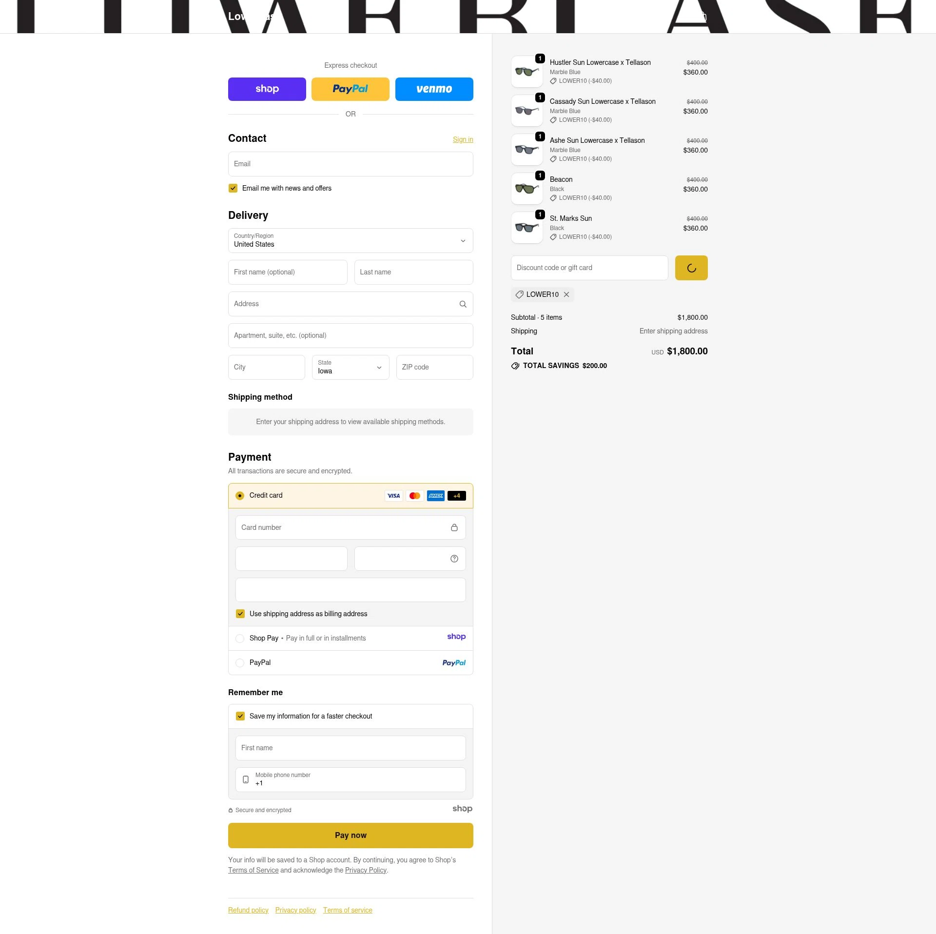 Lowercase checkout page showing Lowercase promo code box | Screenshot taken by SimplyCodes community member on Dec 26, 2025