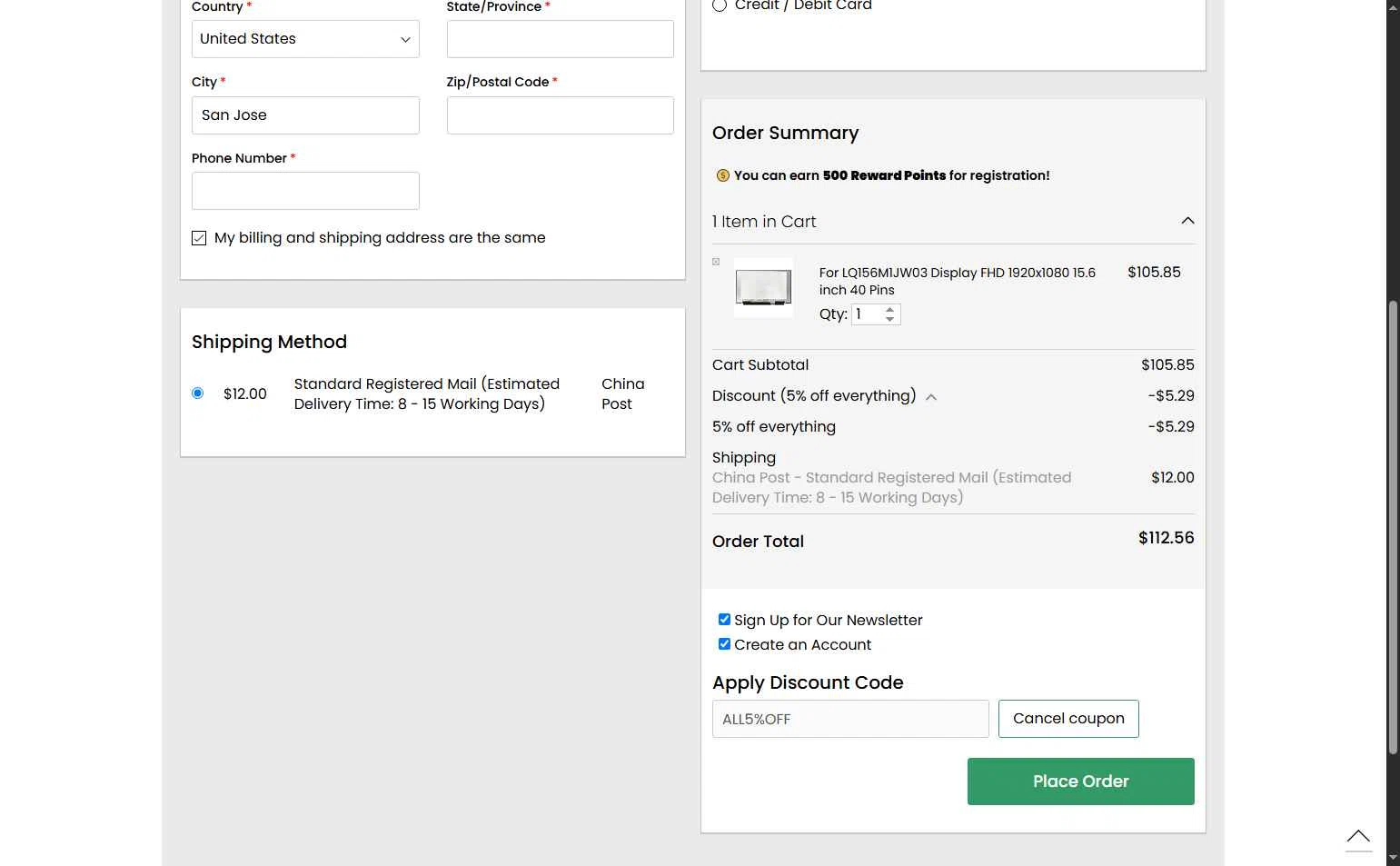 LPScreen checkout page showing LPScreen promo code box | Screenshot taken by SimplyCodes community member on Jul 13, 2025