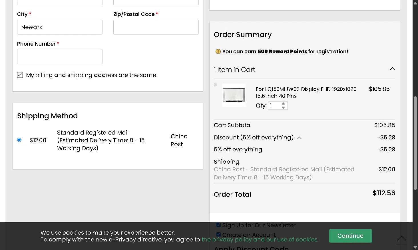 LPScreen checkout page showing LPScreen promo code box | Screenshot taken by SimplyCodes community member on Jul 13, 2025