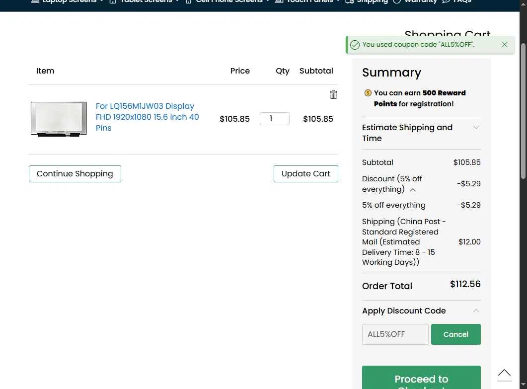 LPScreen checkout page showing LPScreen promo code box | Screenshot taken by SimplyCodes community member on Nov 28, 2025