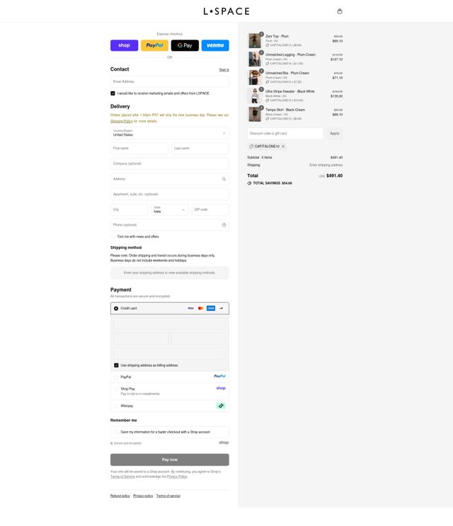 L*Space checkout page showing L*Space coupon code box | Screenshot taken by SimplyCodes community member on Sep 12, 2025