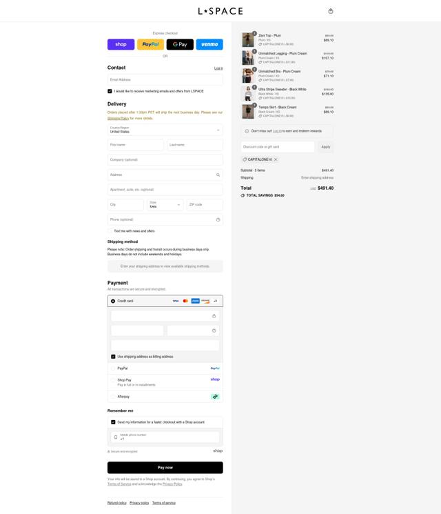 L*Space checkout page showing L*Space coupon code box | Screenshot taken by SimplyCodes community member on Sep 8, 2025