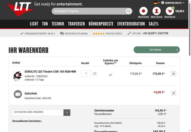 LTT checkout page showing LTT discount code box | Screenshot taken by SimplyCodes community member on Sep 4, 2025