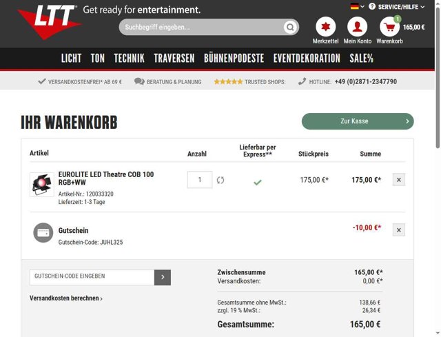 LTT checkout page showing LTT discount code box | Screenshot taken by SimplyCodes community member on Aug 19, 2025
