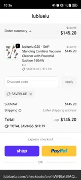 SAVEBLUE coupon verification screenshot