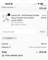 CLEAN777 coupon verification screenshot