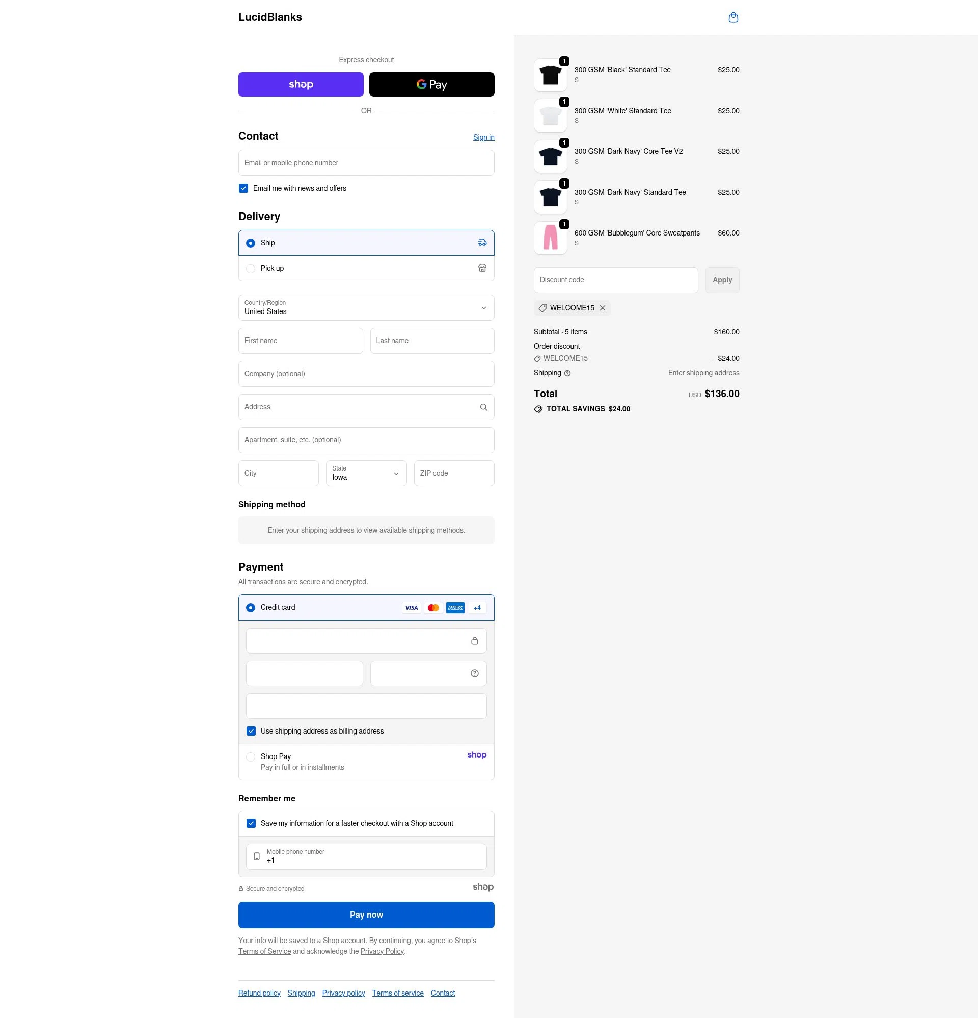 LucidBlanks checkout page showing LucidBlanks discount code box | Screenshot taken by SimplyCodes community member on Oct 17, 2025