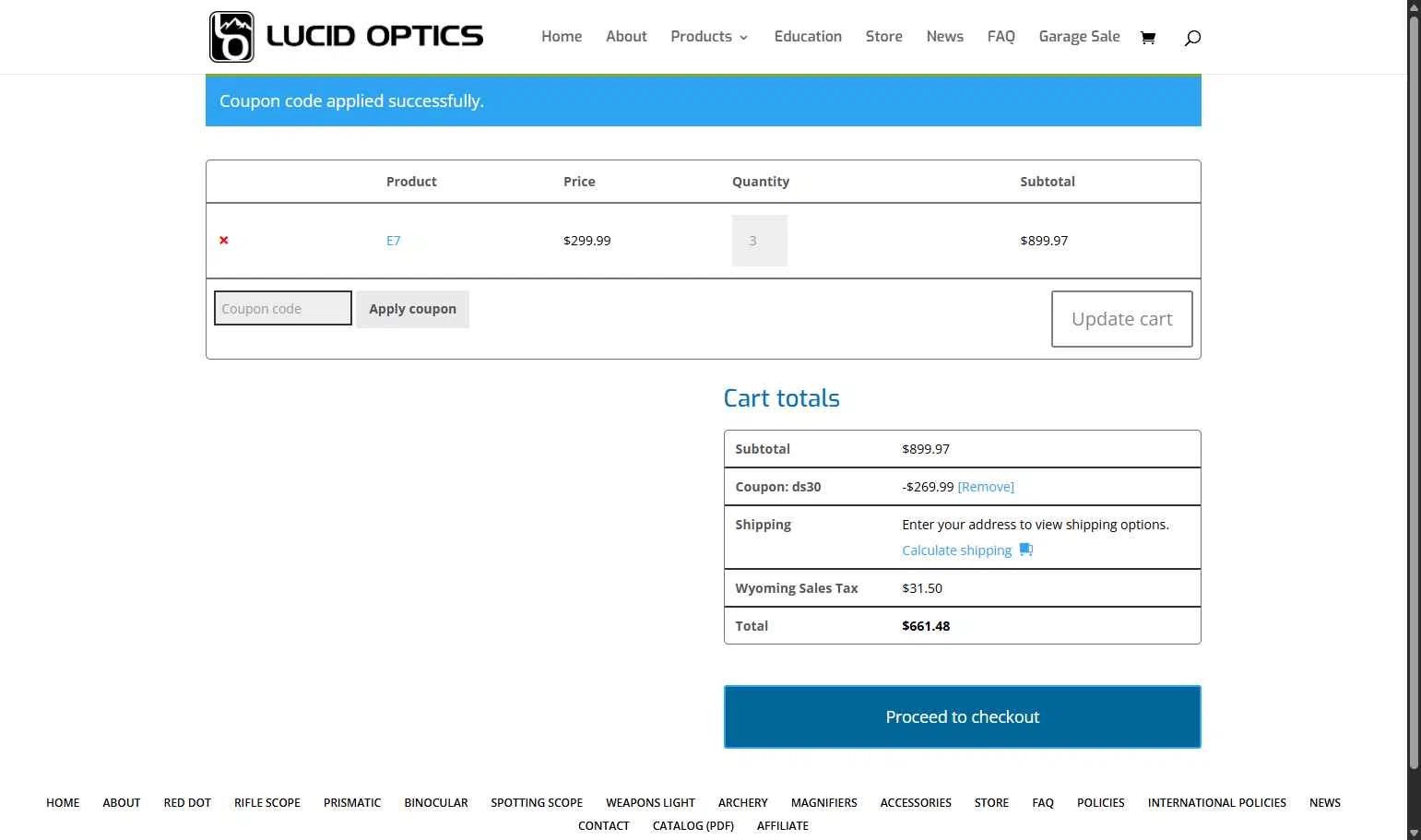 Lucid Optics checkout page showing Lucid Optics promo code box | Screenshot taken by SimplyCodes community member on Sep 10, 2025