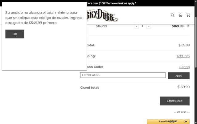 Lucky Duck checkout page showing Lucky Duck promo code box | Screenshot taken by SimplyCodes community member on Jun 6, 2025