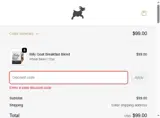 Lucky Goat Coffee coupon verification screenshot