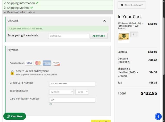 Lucky Gunner checkout page showing Lucky Gunner promo code box | Screenshot taken by SimplyCodes community member on Jul 28, 2025