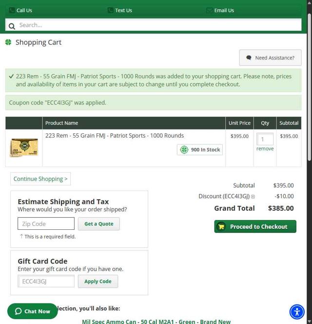 Lucky Gunner checkout page showing Lucky Gunner promo code box | Screenshot taken by SimplyCodes community member on Jul 10, 2025