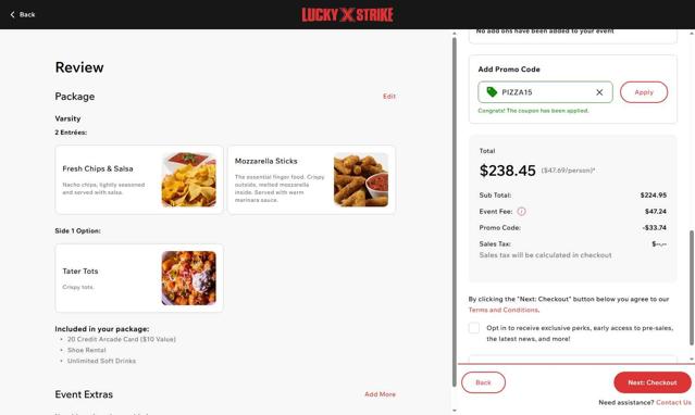 Lucky Strike checkout page showing Lucky Strike promo code box | Screenshot taken by SimplyCodes community member on Sep 5, 2025